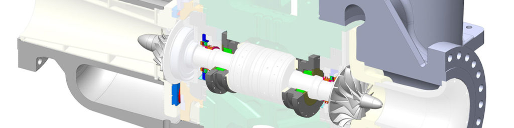 CAD rendering of a small section of a Rotoflow turboexpander